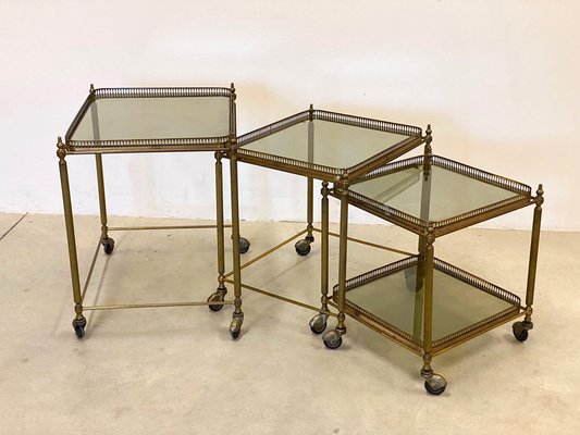 Brass Bar Carts, 1960s, Set of 3-NPC-1069049