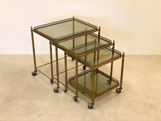 Brass Bar Carts, 1960s, Set of 3-NPC-1069049