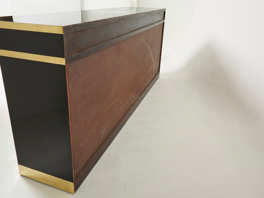 Brass & Black Lacquered Sideboard by Jean Claude Mahey for Maison Roméo, 1970s-YJA-1072887