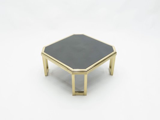 Brass, Black Opaline Glass Coffee Table from Maison Jansen, 1970s-YJA-715466