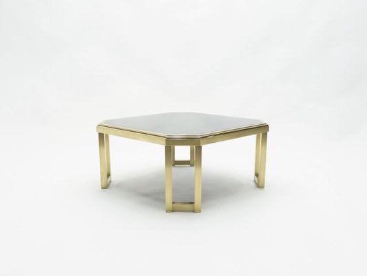 Brass, Black Opaline Glass Coffee Table from Maison Jansen, 1970s-YJA-715466