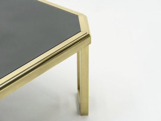 Brass, Black Opaline Glass Coffee Table from Maison Jansen, 1970s-YJA-715466