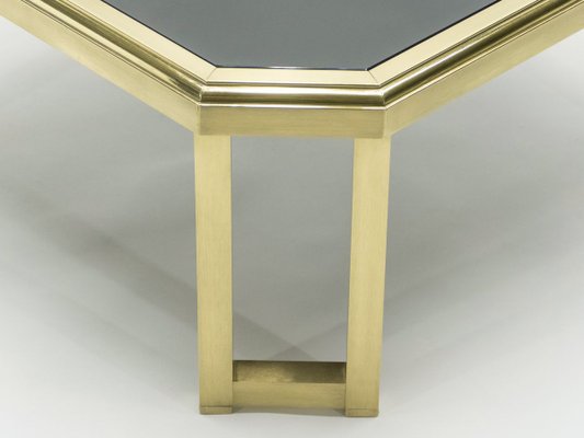 Brass, Black Opaline Glass Coffee Table from Maison Jansen, 1970s-YJA-715466