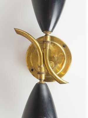 Brass, Black & White Metal Sconce, 1950s-RD-1807012