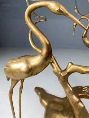 Brass Bonsai Tree & Cane Bird Side Table by Willy Daro, Belgium, 1970s-DT-2026294