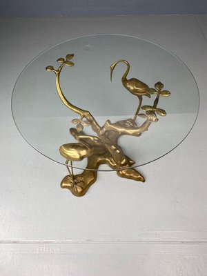 Brass Bonsai Tree & Cane Bird Side Table by Willy Daro, Belgium, 1970s-DT-2026294