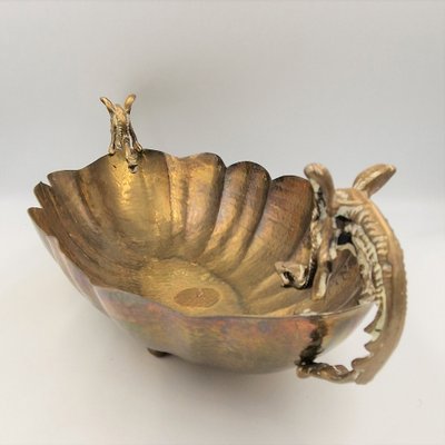 Brass Bowl with Dragon-Shaped Handles, 1890s-WK-1785610