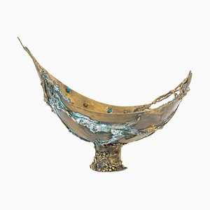 Brass Bowl with Inlay of Semi-Precious Stones, 1960-WFS-2023160