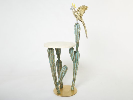 Brass Cactus and Parrot Console Table from Alain Chervet, 1989-YJA-1332875