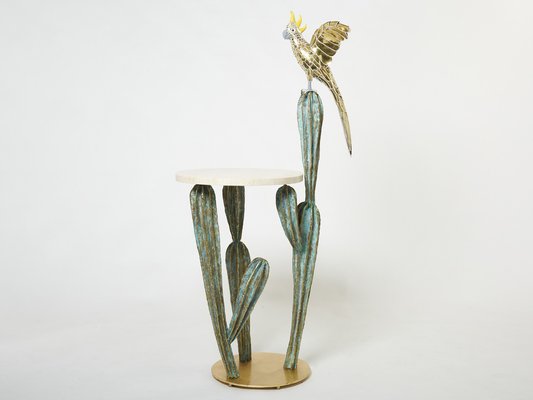 Brass Cactus and Parrot Console Table from Alain Chervet, 1989-YJA-1332875