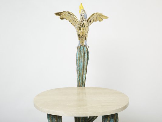 Brass Cactus and Parrot Console Table from Alain Chervet, 1989-YJA-1332875