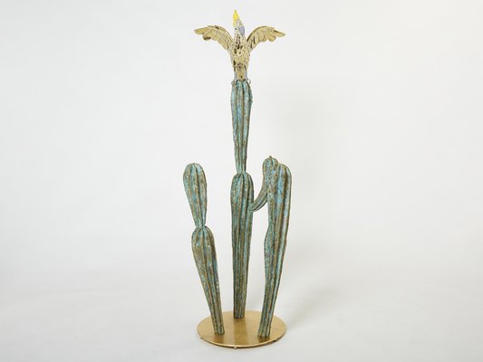 Brass Cactus and Parrot Console Table from Alain Chervet, 1989-YJA-1332875