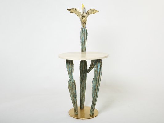 Brass Cactus and Parrot Console Table from Alain Chervet, 1989-YJA-1332875