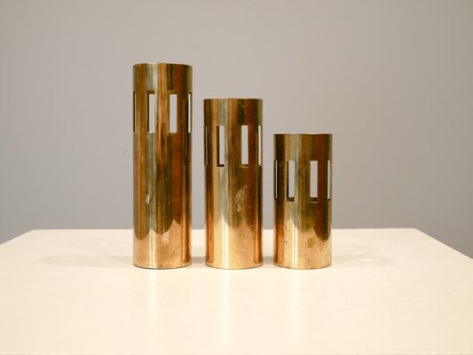 Brass Candleholders, Denmark, 1970s, Set of 3-OGU-1357920