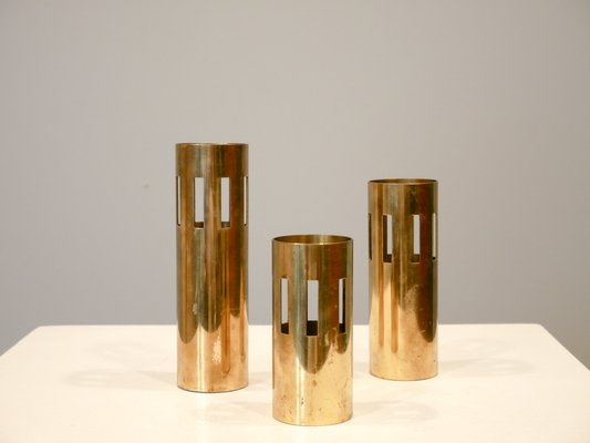 Brass Candleholders, Denmark, 1970s, Set of 3-OGU-1357920