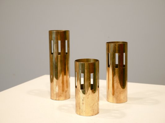 Brass Candleholders, Denmark, 1970s, Set of 3-OGU-1357920