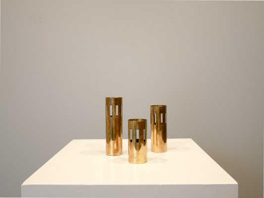 Brass Candleholders, Denmark, 1970s, Set of 3-OGU-1357920