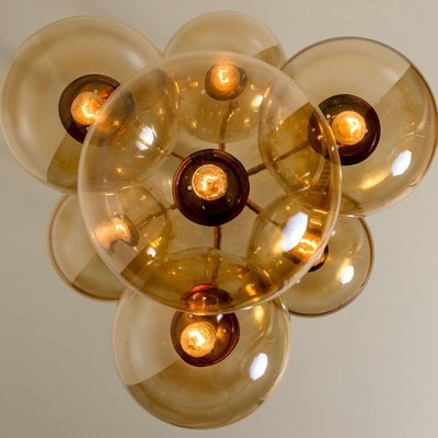 Brass Cascade with Seven Hand Blown Globes from Glashütte Limburg-VDW-1277132