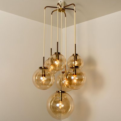 Brass Cascade with Seven Hand Blown Globes from Glashütte Limburg-VDW-1277132