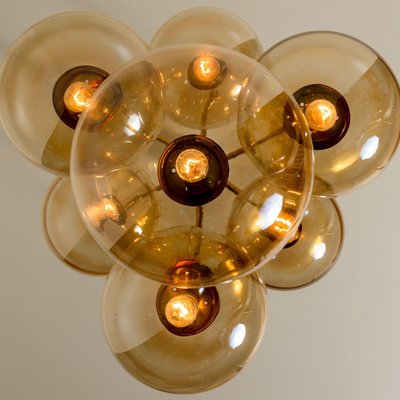 Brass Cascade with Seven Hand Blown Globes from Glashütte Limburg-VDW-1277132