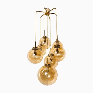 Brass Cascade with Seven Hand Blown Globes from Glashütte Limburg-VDW-1277132