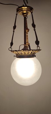 Brass Ceiling Lamp, Spain, 1950s-RGF-2021459