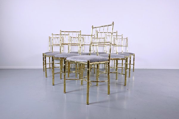 Brass Chairs, 1940s, Set of 10-FGA-990918