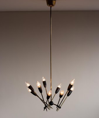 Brass Chandelier from Stilnovo, 1950s-WN-777584