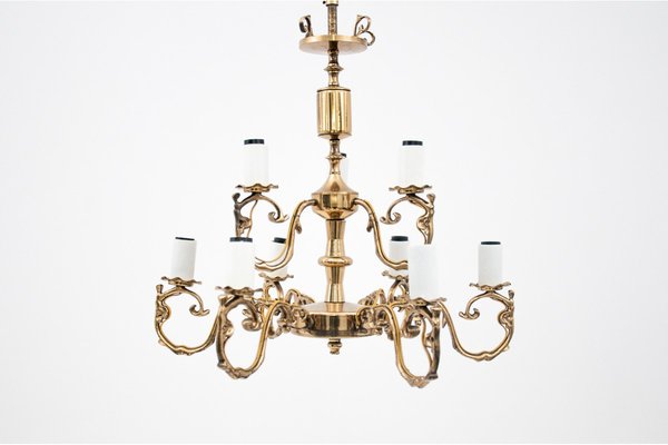 Brass Chandelier, Poland, 1950s-BXB-1304877