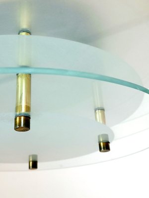 Brass Chandelier with 3 Glass Panels, 1970s-UWE-693517