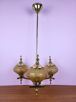 Brass Chandelier with Shades, Norway, 1960s-ZPB-1760205