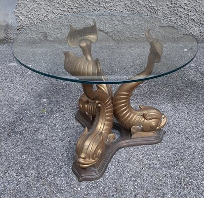 Brass Coffee Table on Carp Legs, 1970s-OHK-864311