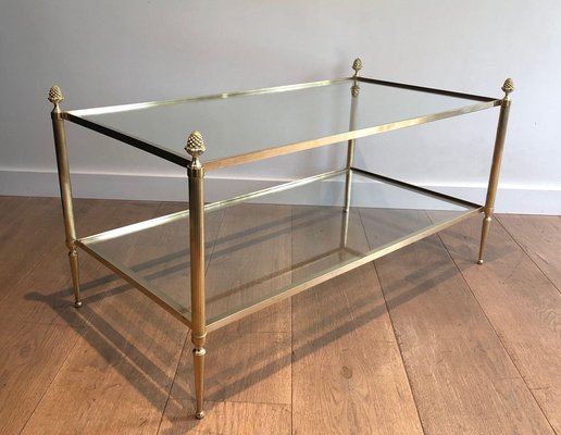 Brass Coffee Table with Double Tray from Maison Baguès, 1940s-BA-1738184