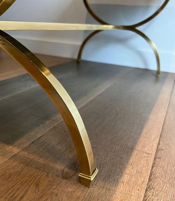 Brass Coffee Table with Marble Tray from Maison Jansen, 1940s-BA-1694746