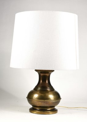 Brass-Colored Metal & Fabric Table Lamp from Raffia Italia, 1970-RAQ-995315