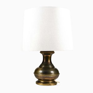 Brass-Colored Metal & Fabric Table Lamp from Raffia Italia, 1970-RAQ-995315