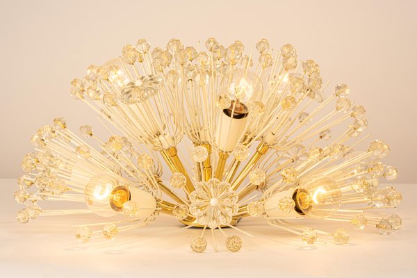 Brass & Crystal Flush Mount by Emil Stejnar for Rupert Nikoll, Austria, 1960s-UGR-1176014