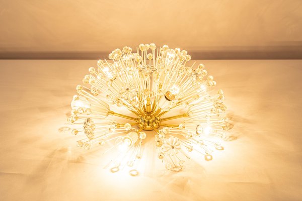 Brass & Crystal Flush Mount by Emil Stejnar for Rupert Nikoll, Austria, 1960s-UGR-1176014