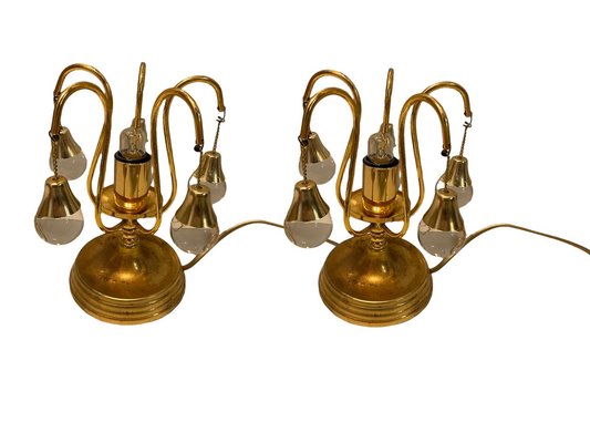 Brass Crystal Table Lamps, Set of 2-JJC-1306553