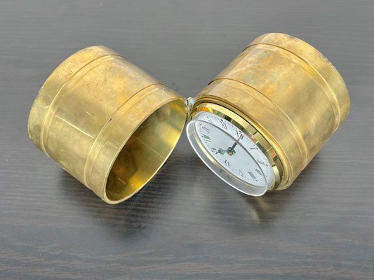 Brass Cylindric Table Clock by Ferdinando Loffredo, Italy, 1970s-LYQ-1171503