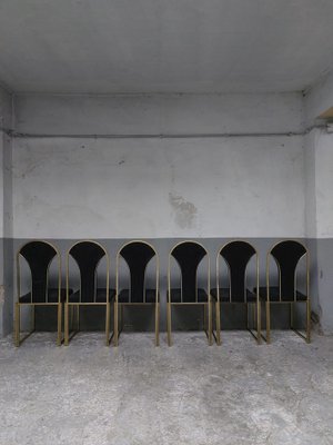 Brass Dining Chairs from Belgo Chrome, 1970s, Set of 6-AIF-1784552