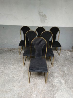 Brass Dining Chairs from Belgo Chrome, 1970s, Set of 6-AIF-1784552