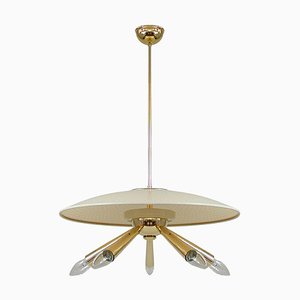 Brass Dome 5-Light Pendant, Italy, 1950s-OE-1388197