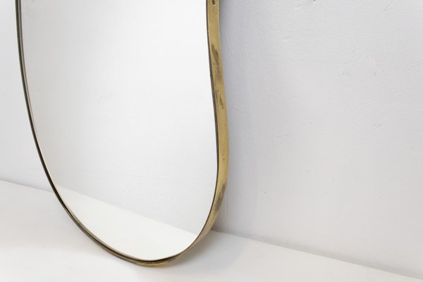 Brass Edge Fagolo Mirror, 1950s-LMR-1299587