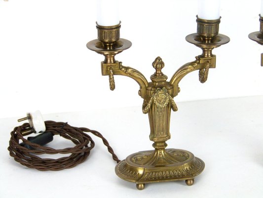 Brass Electric Candlesticks, Set of 2-TZ-900520