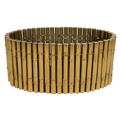 Brass Faux Bamboo Magazine Rack or Basket by Bottega Gadda, Italy, 1970s-LYQ-1171222