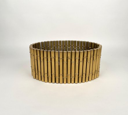 Brass Faux Bamboo Magazine Rack or Basket by Bottega Gadda, Italy, 1970s-LYQ-1171222