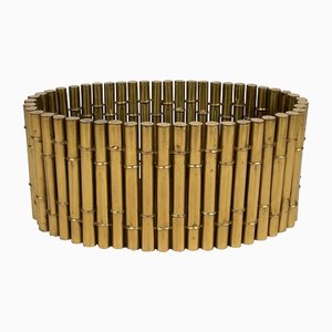 Brass Faux Bamboo Magazine Rack or Basket by Bottega Gadda, Italy, 1970s-LYQ-1171222