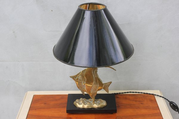 Brass Fish Statue Table Lamp-UWJ-1317486