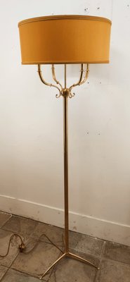 Brass Floor Lamp with 4 Lights & Lampshade-QLH-1107402